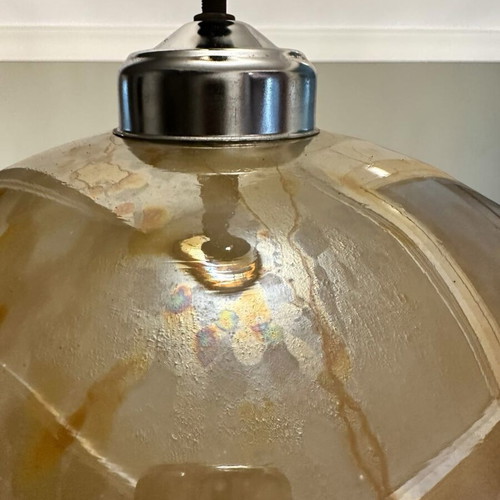 Vintage mid-century ceiling light used, glass and metal