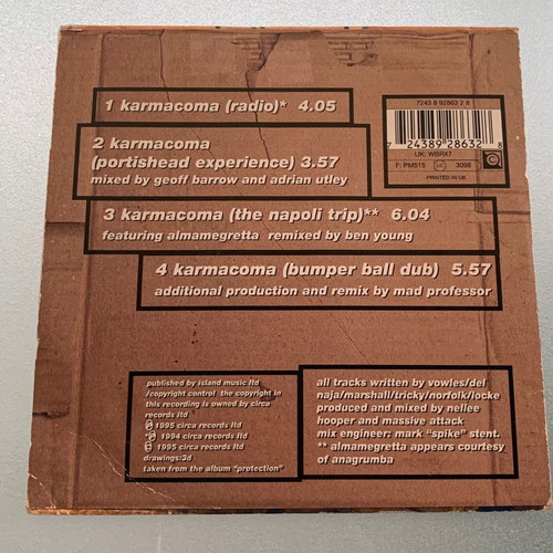 Massive Attack Karmacoma 4-trk CD single used, electronic