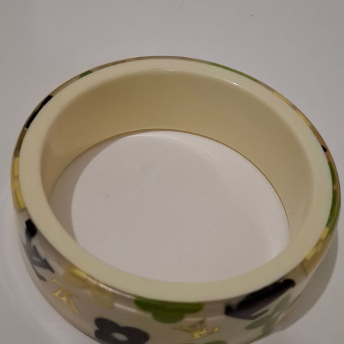 Louis Vuitton Farandole resin bangle bracelet beige and green like new