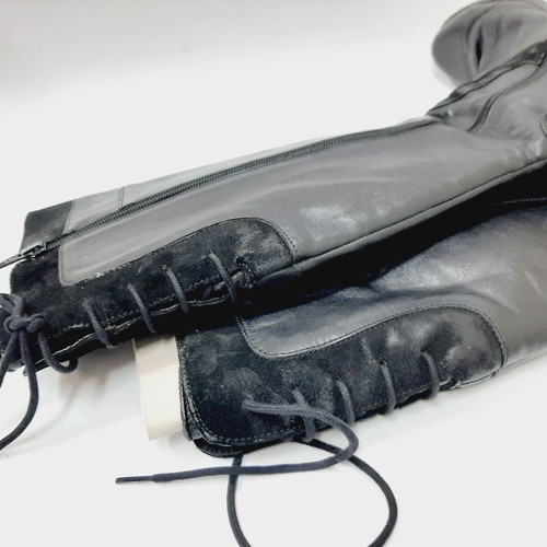 Black leather and suede boots with warm fleece lining, US 8 EU 39