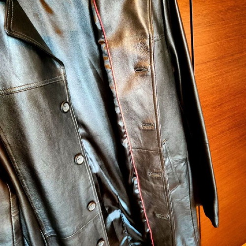 Leather coat new, black, size XL