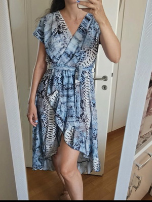 Blue snake-print dress, covers small & medium