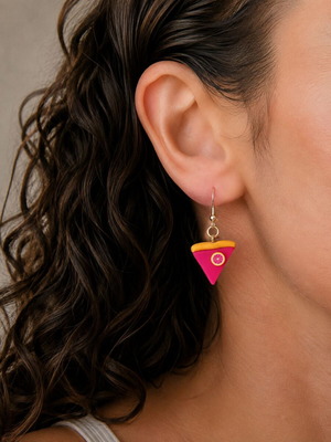 Tart pendant earrings fuchsia with polymer clay
