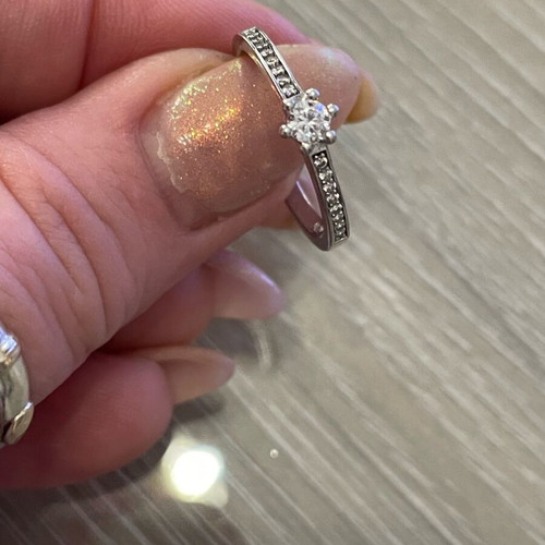 Silver 925 solitaire ring used, size 56
