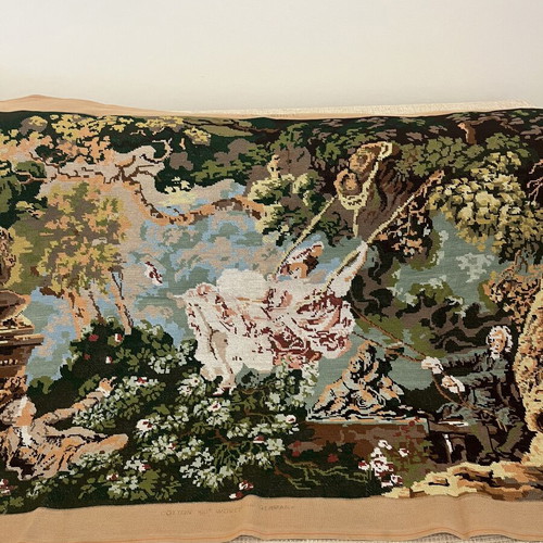 Handmade embroidered textile painting "The Swing" used