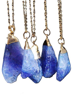 Blue Quartz Necklace with Gold Plated Setting new