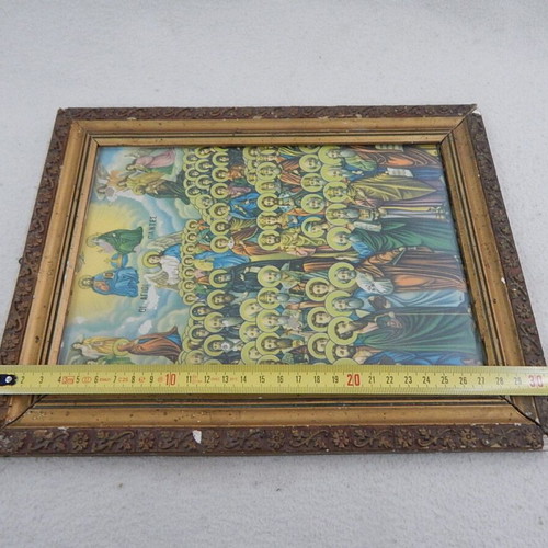 The Holy Saints old lithograph used in frame with glass