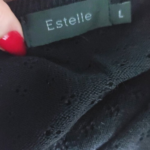 Estelle women's lace-look tunic blouse, black, organic cotton knit