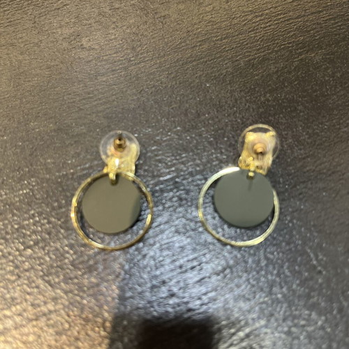 Stainless Steel Earrings like new, modern geometric design with gold and black details