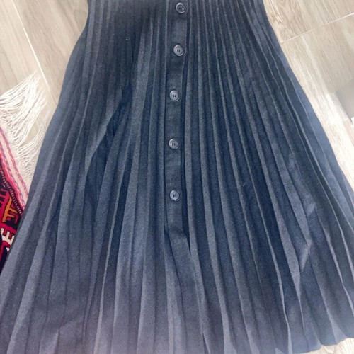 Zara midi pleated winter skirt dark gray like new Small