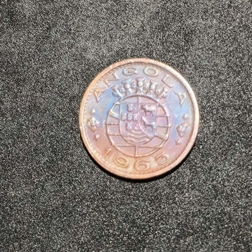 Angola 1 Escudo Coin 1963 used with Rainbow Patina