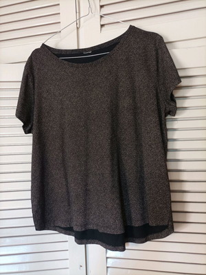 H&M T-shirt with Small Dots Used, Size L, Black and Grey