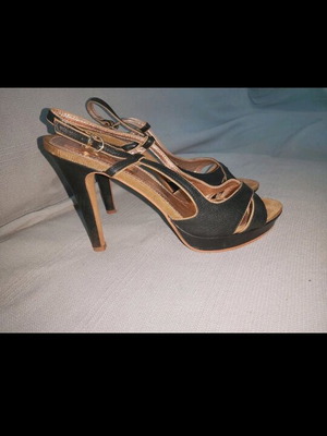 CafeNoir sandals used, black with 12 cm heel