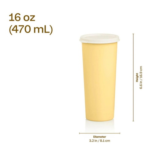 Tupperware Set of 2 XXL Tall Glasses 470 ml with Lid New