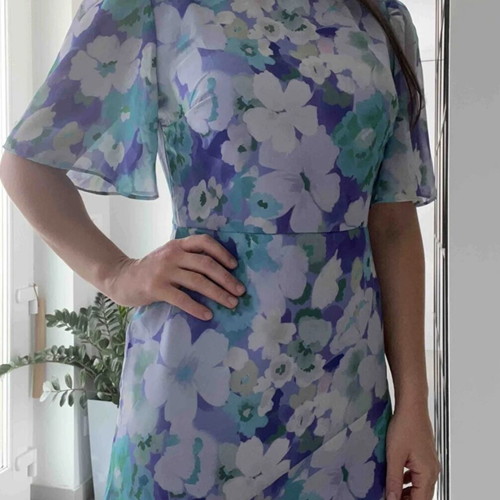 Elegant chiffon dress XS size, new, blue and purple