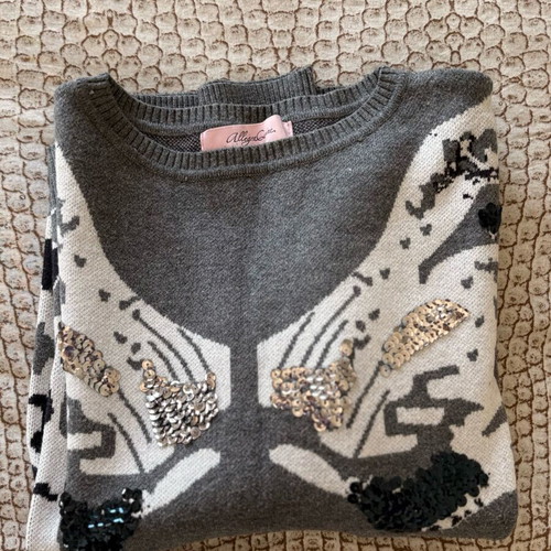 Gray Sweater with Animal Print new, cashmere blend