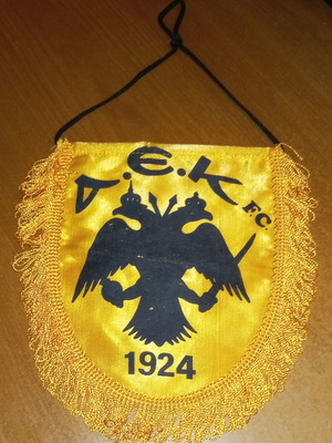 Старо знаме AEK, употребявано, 80-те години, 15x17 см