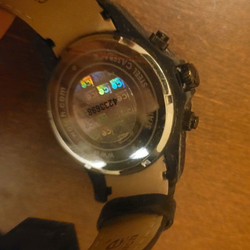 Ice-Watch Men's Chronograph Black Leather Strap watch used