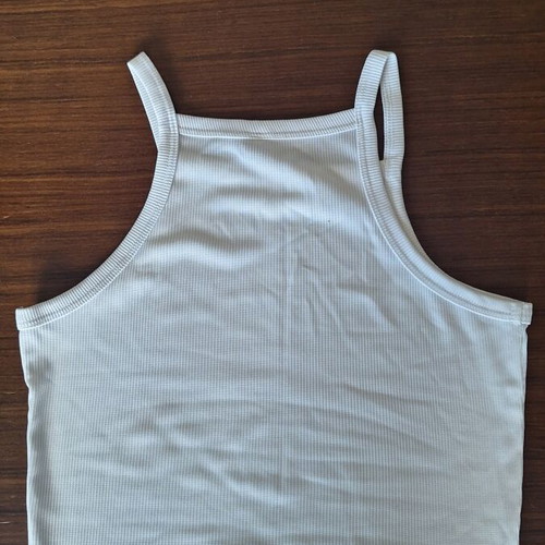 Zara white rib crop top with halter neckline size S used