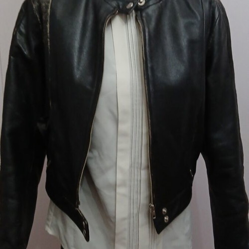 Women's leather jacket used, short, black, size XS