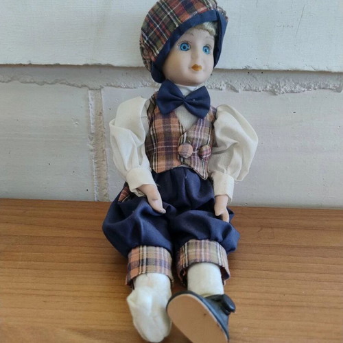 Porcelain doll boy vintage used, height 32 cm