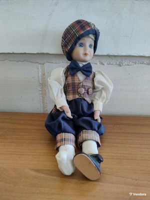 Porcelain doll boy vintage used, height 32 cm