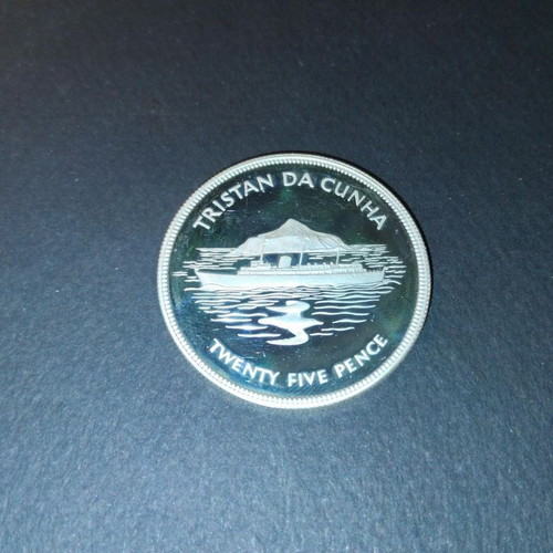 Silver coin Tristan da Cunha 25 pence 1977 like new