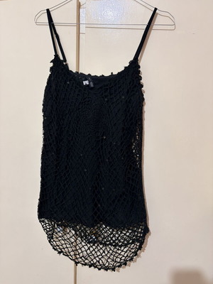 Armani Jeans vintage πλεκτό τοπ δίχτυ με πούλιες μαύρο, σαν καινούργιο