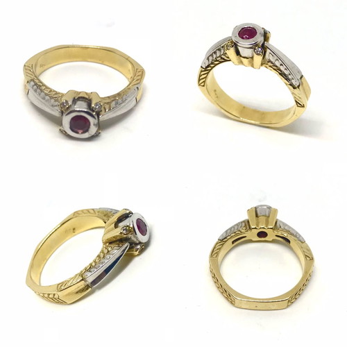 18k ring with ruby and brilliant diamonds new