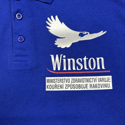 Winston vintage men's short sleeve polo shirt XXL blue promotional used