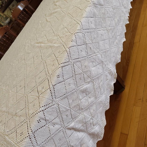 Knitted handmade blanket 200x250 used, beige