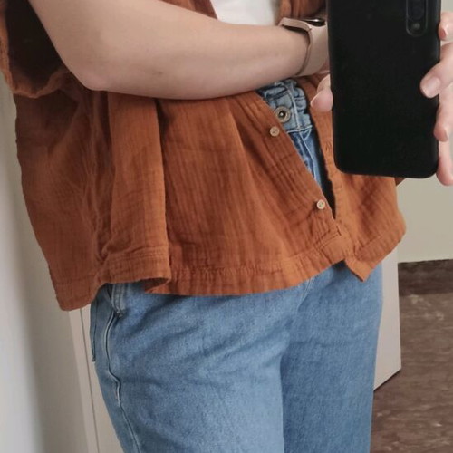 Old Navy women's oversized cotton shirt like new, brown orange, size XL