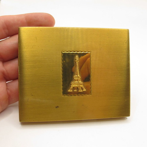 Vintage French cigarette case with Eiffel Tower relief, like new