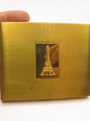 Vintage French cigarette case with Eiffel Tower relief, like new