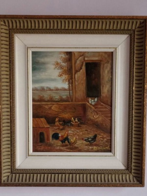 Signed oil painting 41x36 cm in decorative frame