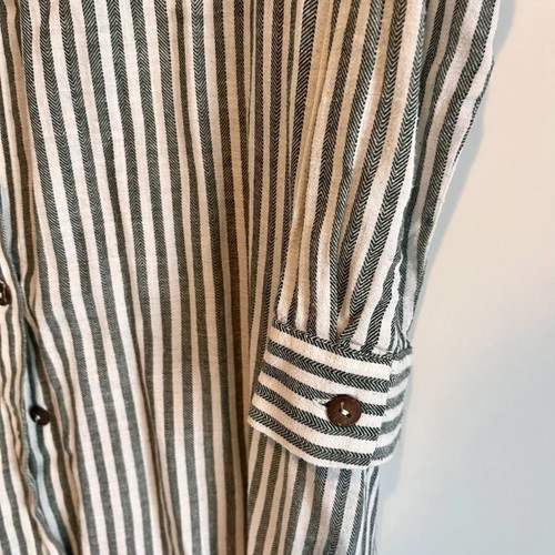 Striped Long Shirt Dress size L like new, white and dark green