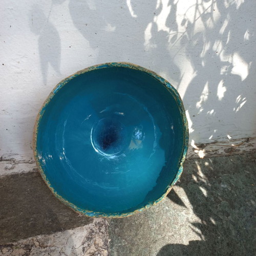Ceramic decorative bowl set like new, turquoise and dark blue
