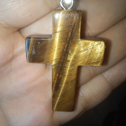 Large Cross made of natural Tiger's Eye crystal new