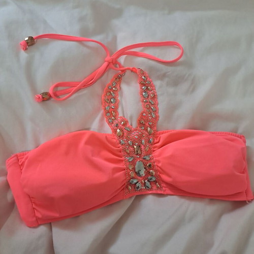 Dark Blue Lace Small Top with Coral H&M Bikini Gift like new