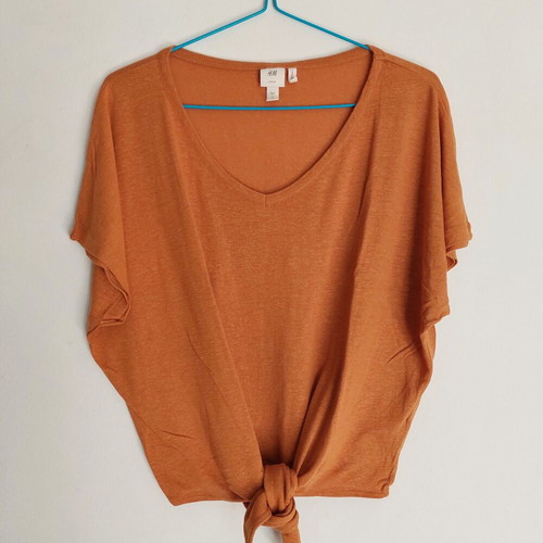 H&M women's linen blouse like new, size L, mustard color