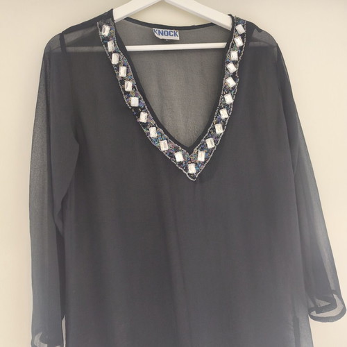 Knock black women's beach tunic dress large, like new, polyester
