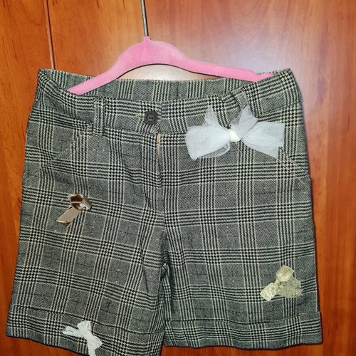 Lapin House winter shorts for 2-year-old, checkered with gold threads