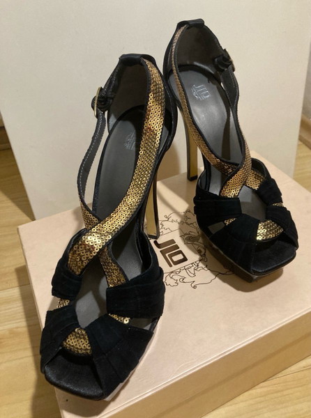 Jlo by Jennifer Lopez Sequin Cross Front Platforms Heels