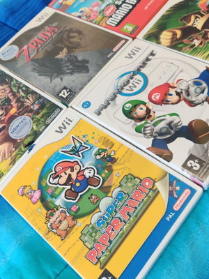 Nintendo Wii пакет с 6 употребявани CIB игри с Mario, Zelda, Donkey Kong
