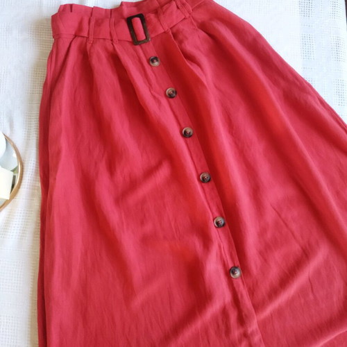 Maxi skirt red summer new with belt, size M