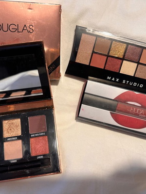 Huda Beauty liquid matte lipstick and Douglas, Max Studio eyeshadow palettes like new