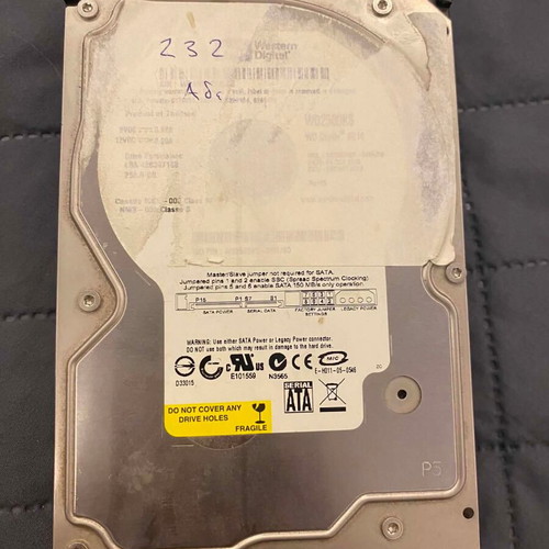 Western Digital 250GB 3.5" SATA hard drive used WD2500KS