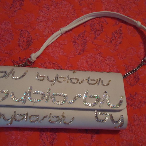 Women's nylon evening bag like new, white handheld