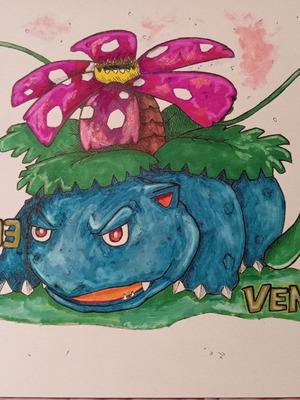 Pokemon Fan Art Venusaur painting with acrylic and ink new