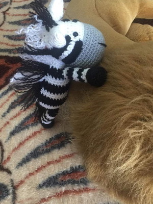 Knitted zebra doll made to order